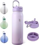 24oz Insulated Water Bottle Stainless Steel Sport Water Bottle with Straw & Adjustable Lid