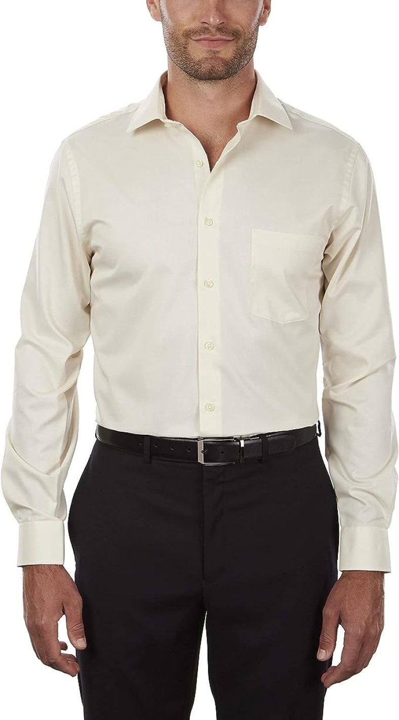 Van Heusen Mens Dress Shirt Regular Fit Flex Collar Stretch Solid