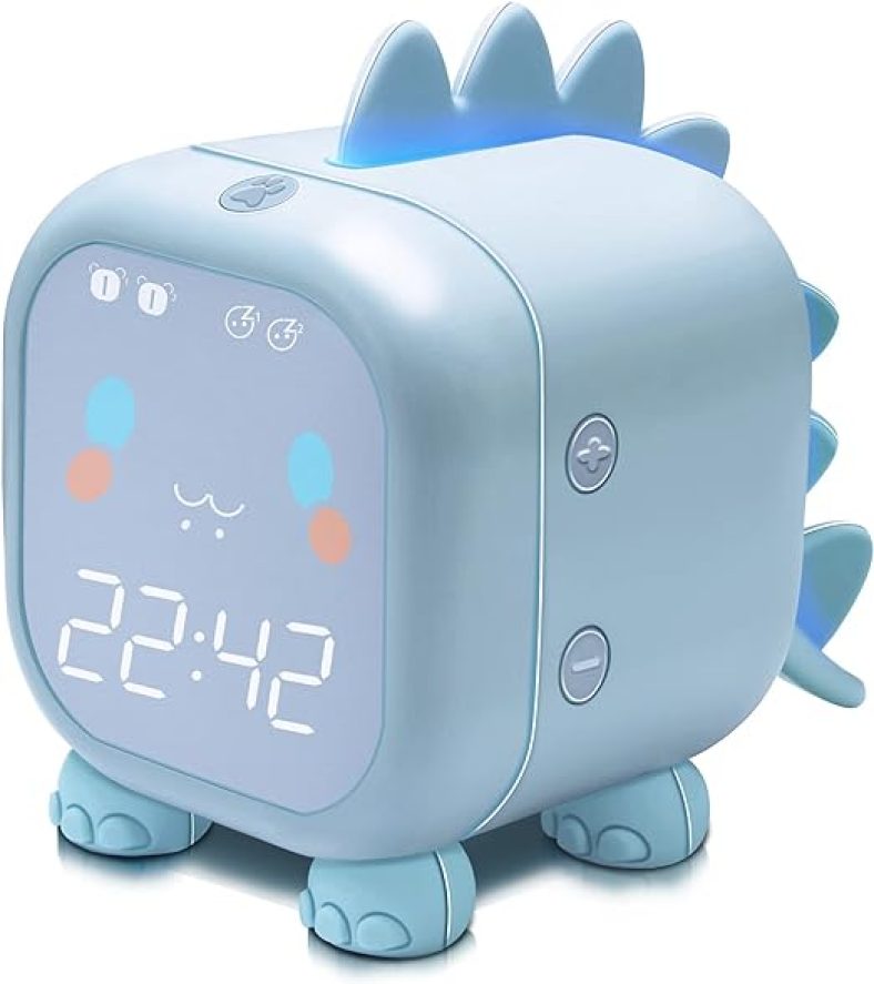 Kids Alarm Clock with Dinosaur, Digital Alarm Clock for Kids Bedroom, Cute Bedside Clock