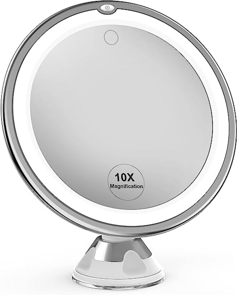 Upgraded 10x Magnifying Lighted Makeup Mirror with Touch Control, 360 Degree Rotating Arm