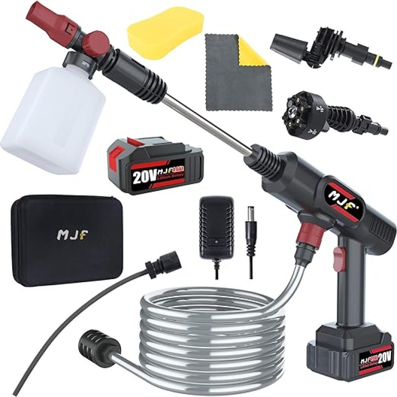 Cordless Pressure Washer, 680PSI Pressure Washer with Rechargeable 4000mAh Battery & Charger, 6-in-1 Nozzle