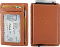 Card Holder Wallet  Minimalist Slim Pop Up Front Pocket Wallet, Small RFID Blocking Leather Wallet