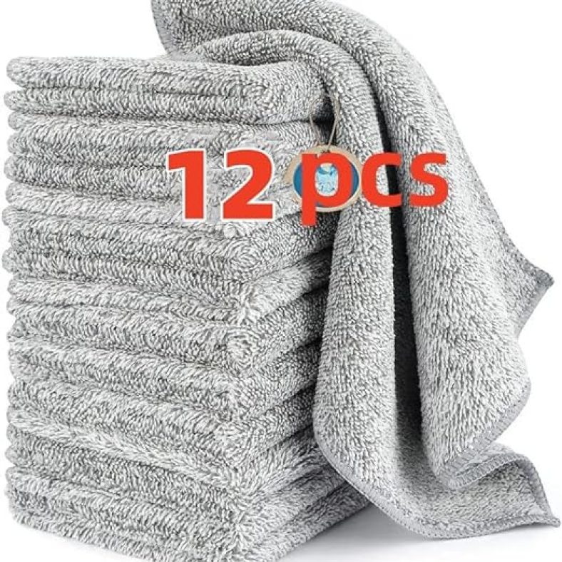 12pcs, Microfiber Cleaning Cloth, High Performance Ultra Absorbent Towels,11.8X11.8IN Soft