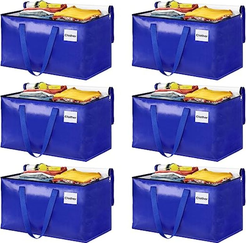6pk Moving Bags, Storage Bags with Sturdy Handles and Heavy Duty Zippers, Storage Totes