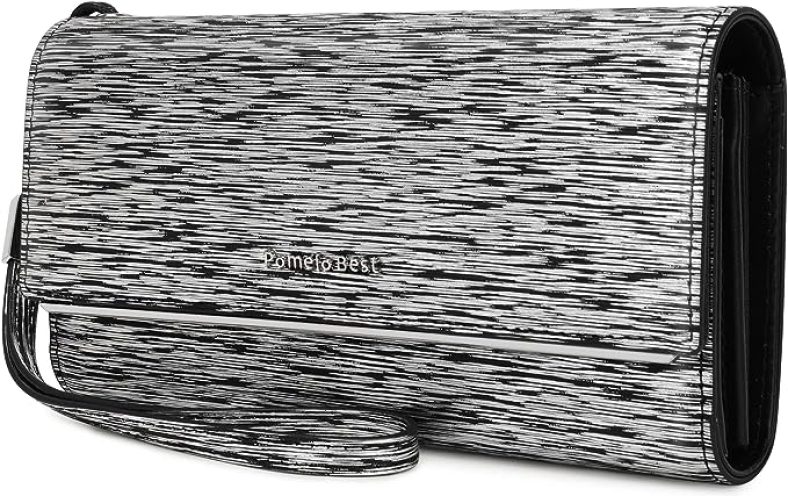 Womens Leather Wallet, Large Capacity RFID Blocking Genuine Leather Wallets with Zipper