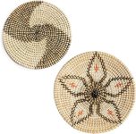 2Pc Woven Wall Basket Decor and Rattan Wall Plate Decor  Rattan Fruit Basket 13.7