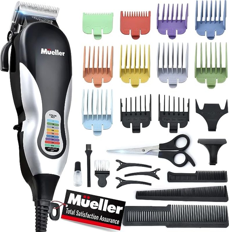 Mueller Ultragroom Hair Clipper and Trimmer, Pro Colored Haircutting Kit, for Men and Women