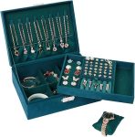 Green Velvet Jewelry Box Organizer for women,Earrings Organizer Holder for Birthday