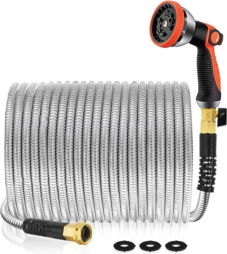 Garden Hose 100 ft Metal  Stainless Steel Water Hose Flexible Metal Garden Hose