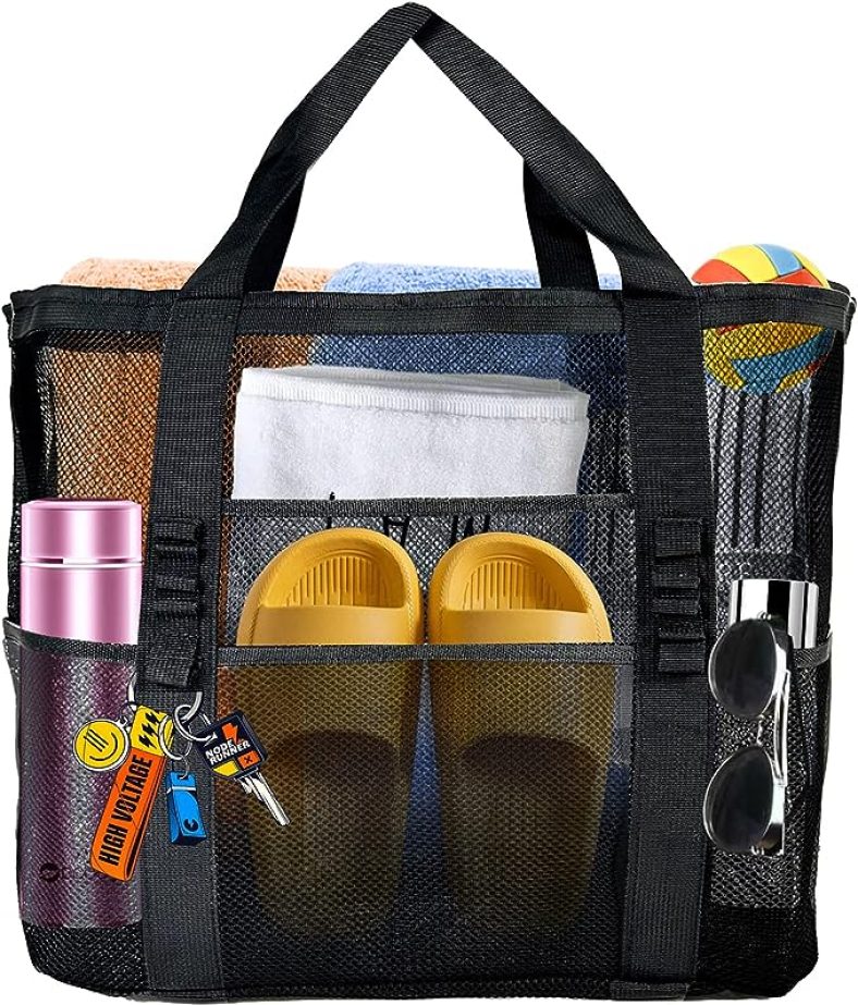 Beach Bag, Mesh Beach Bag  Extra Large Beach Tote Bag  Lightweight Beach Toys Bag