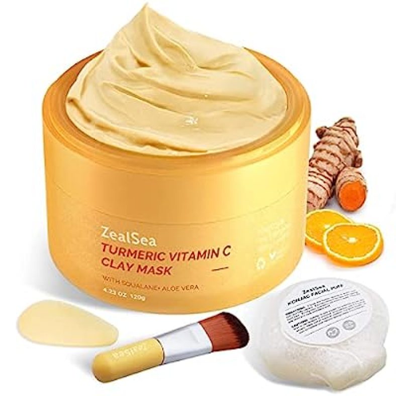 .23 Oz ZealSea Turmeric Clay Mask for Face with Vitamin C for Dark Spots Mud Mask