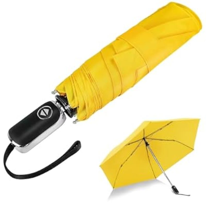 Automatic Flat Umbrella -Collapsible Portable Pocket Umbrella for Travel  Compact Mini Small Ultralight