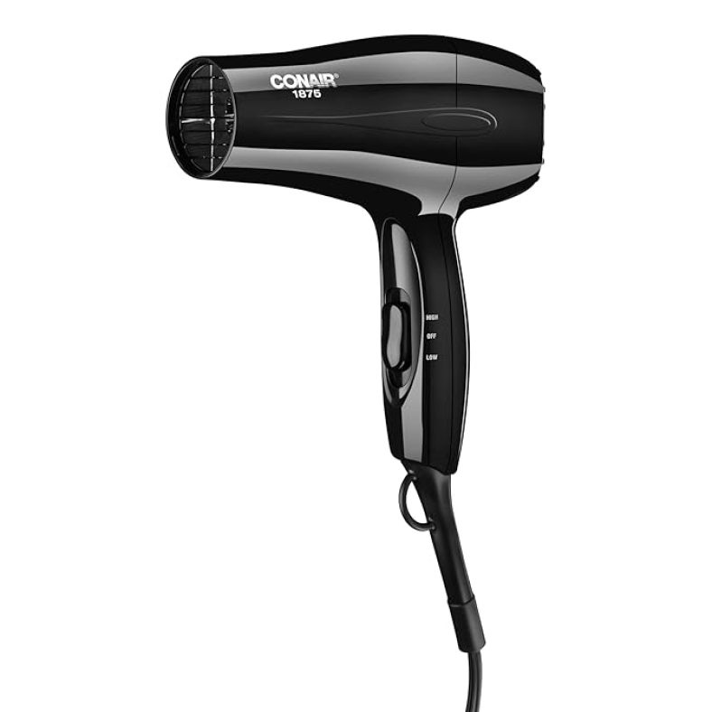 Conair 1875 Watt Mid-Size Hair Dryer, Black