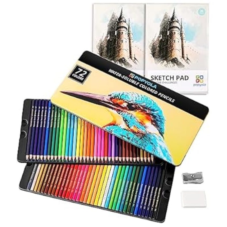 POPYOLA Watercolor Pencils, 72 Colored Pencils for Adult Coloring Books