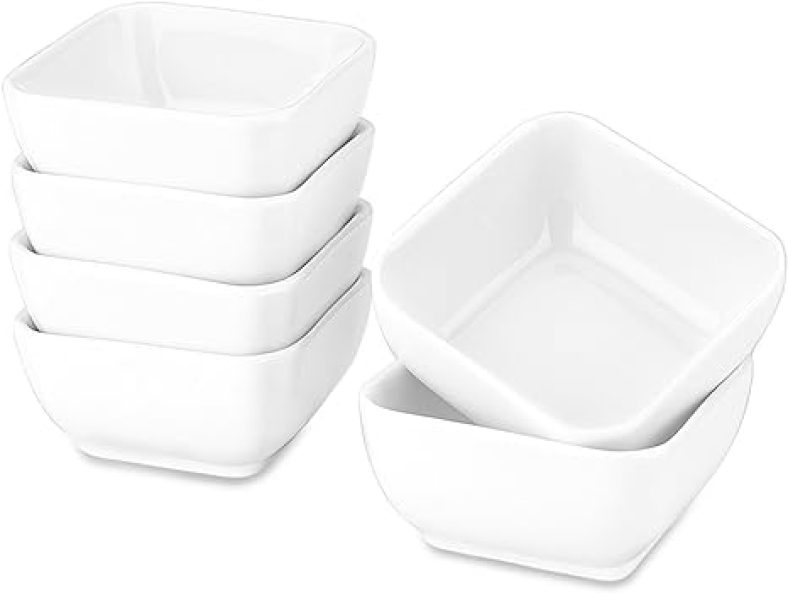 Ultra-Strong 3 Oz Ceramic Dip Bowls Set, White Dipping Sauce Bowls/Dishes,Set of 6