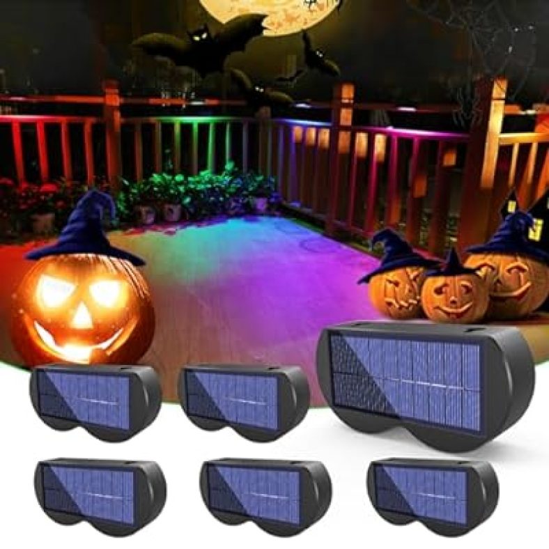 Solar Fence Lights Sleek Design, Fence Solar Lights Outdoor Waterproof Warm White,  (6 Pack)