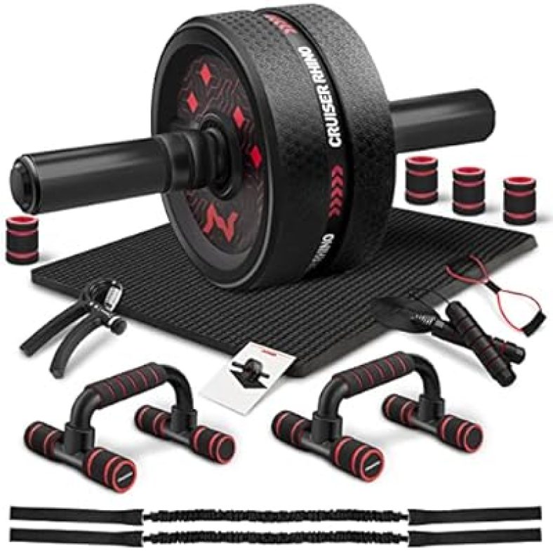 Ab Workout Equipment, Ultra Ab Roller Wheel Kit, Large Ab Roller with Resistance Bands