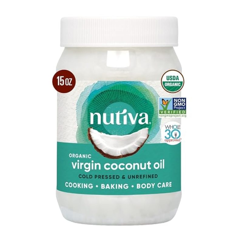 Nutiva Organic Coconut Oil 15 fl oz, Cold-Pressed, Fresh Flavor for Cooking, Natural Hair, Skin
