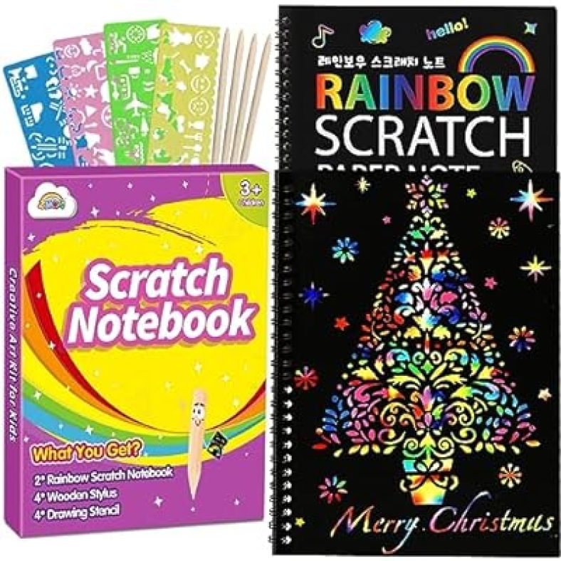 ZMLM Scratch Paper Art Set: 2 Pack Rainbow Scratch Off Crafts Supplies Kits