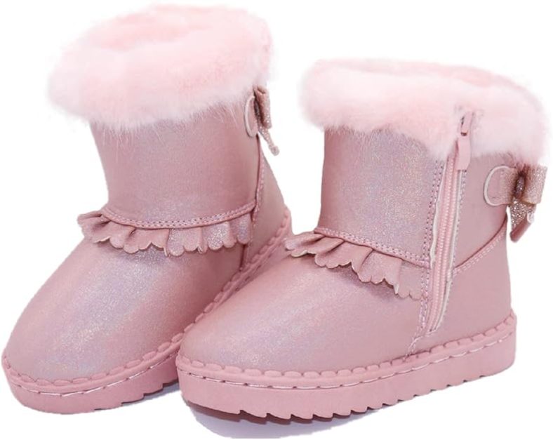 ?Kids Snow Boots Girls Boys Boots Warm Faux Fur Lined Slip Resistant Outdoor Winter Toddler Boots