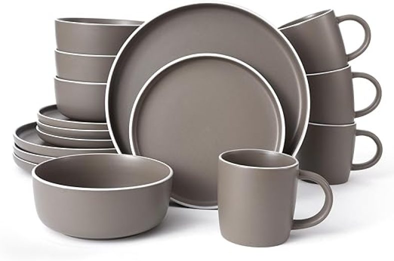 Stoneware Dinnerware Set, Dinnerware sets for 4, Porcelain Dinnerware Set 16-Piece