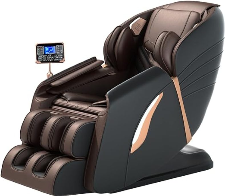 Zero Gravity Full Body Massage Chair, Automatic Shoulder Height Detection Massage Chair Recliner w/ Foot Rollers