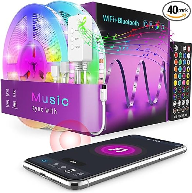 Smart Led Strip Lights 50ft  Rope Lights Work with Alexa Google Home Voice App Remote Control