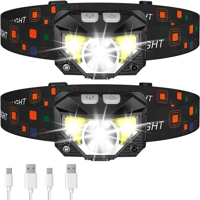 2-Pack Lhknl 1200 Lumen Ultra Light Bright LED Headlamp Flashlight
