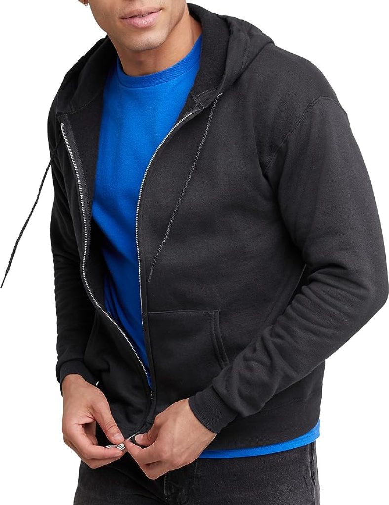Hanes Mens EcoSmart Fleece Zip-Front Hooded Sweatshirt