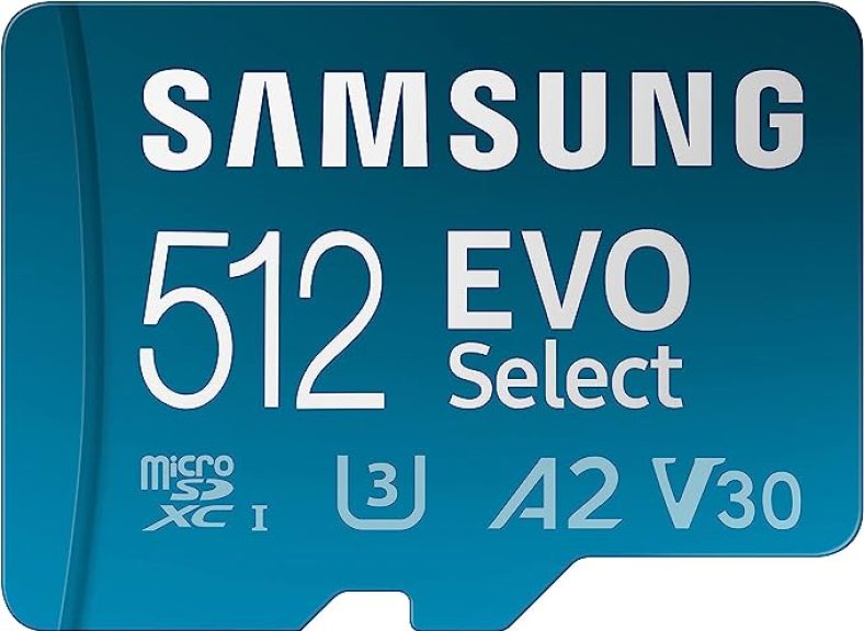 SAMSUNG EVO Select Micro SD-Memory-Card + Adapter, 512GB microSDXC 130MB/s Full HD & 4K UHD