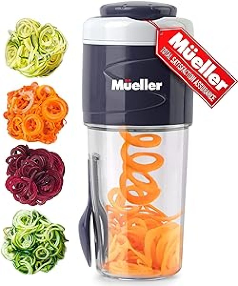 Mueller Spiralizer for Veggies, Salad Container for Lunch  All-In-One Food Prepper, Zucchini Noodle