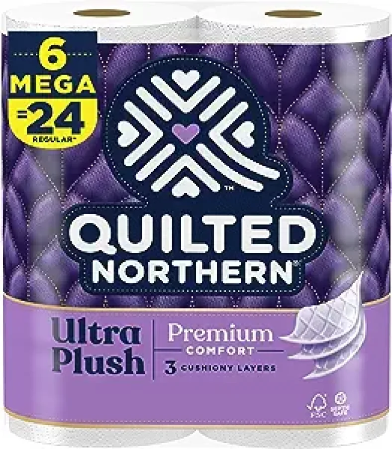 Quilted Northern Ultra Plush Toilet Paper, 6 Mega Rolls = 24 Regular Rolls