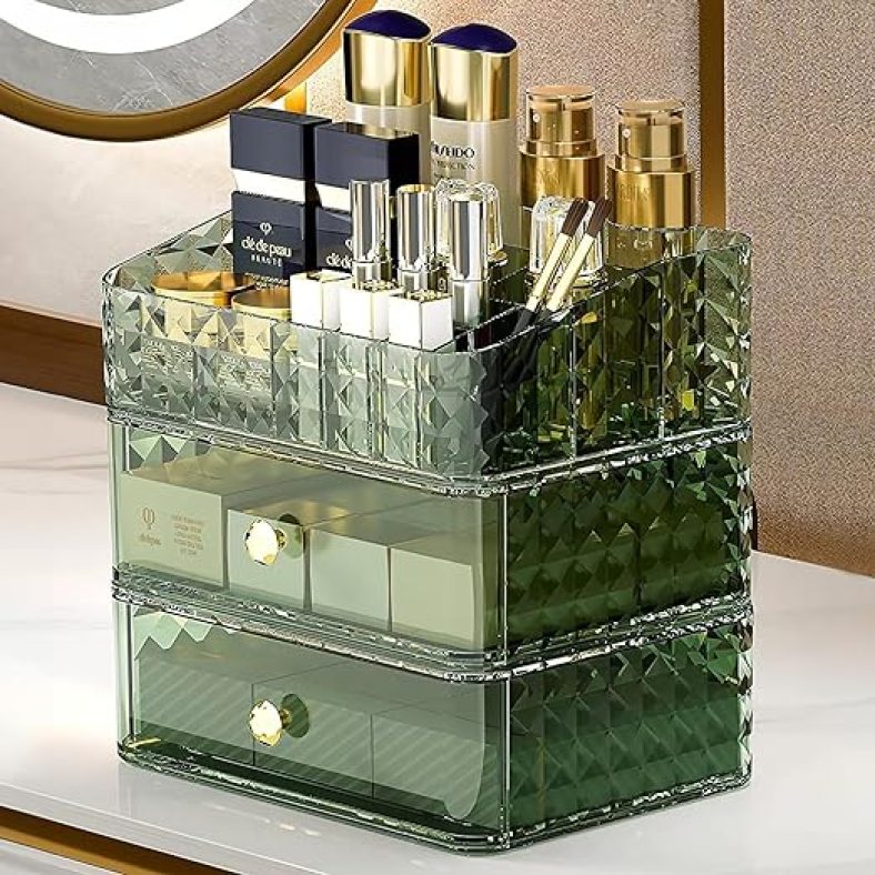 Makeup Organizer with Stackable Drawers, Makeup Organizer for Vanity, Makeup Organizer Countertop