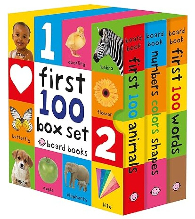 First 100 Board Book Box Set (3 books): First 100 Words, Numbers Colors Shapes