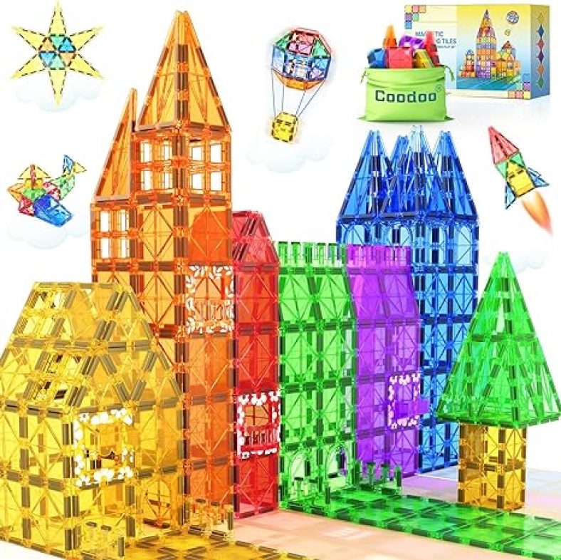 60 PCS Magnetic Building Tiles Kids Toys STEM Magnetic Blocks Sensory Toys Kids Games Magnet