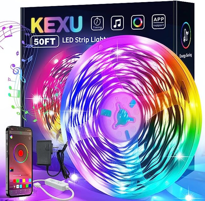 LED Strip Lights 50ft Led Lights for Bedroom Music Sync RGB Color Changing Led Lights Strip