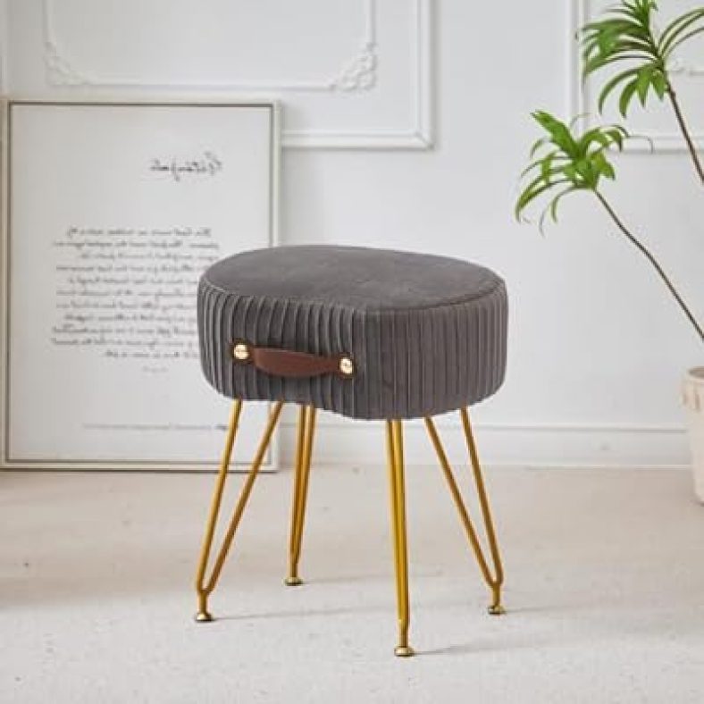 Velvet Modern Vanity Stool for Makeup Room, Living Room and Bedroom