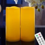 3? × 5? Outdoor Flameless Pillar Candles with Remote and Timer, Set of 2