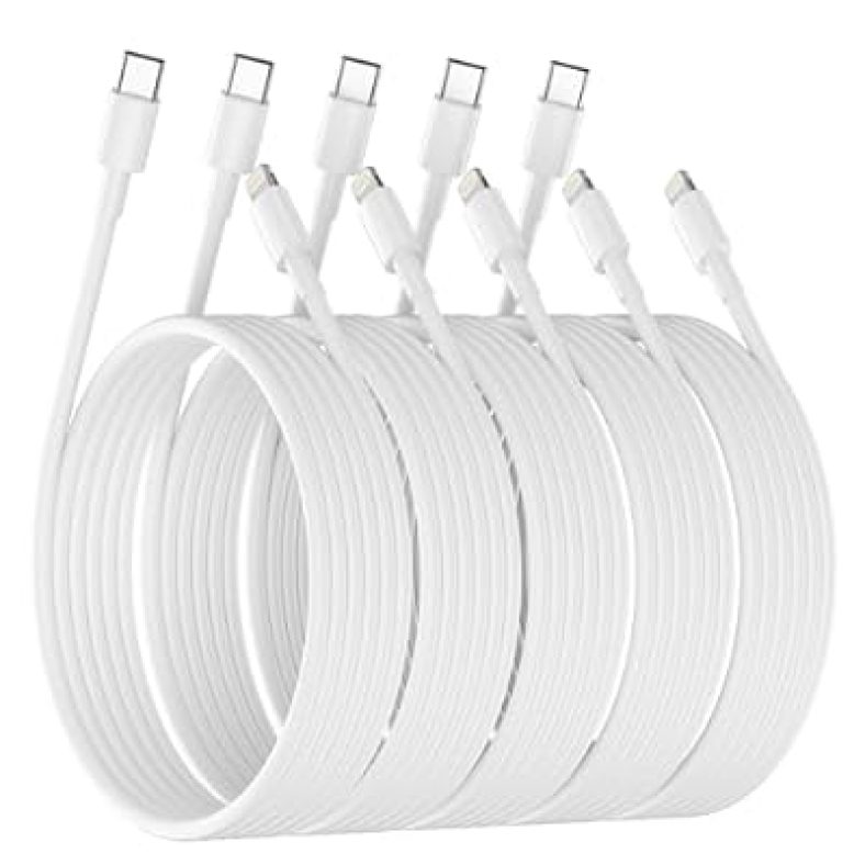 USB C to Lightning Cable [Apple MFi Certified]  5 Pack 6FT Type C to Lightning Cable