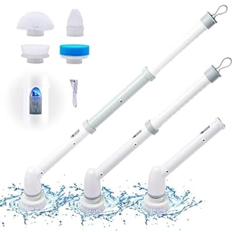 Cordless Electric Rotary Cleaning Brush, Bathroom Scrubber with 3 Replaceable Shower Scrubber Heads
