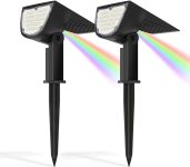 2/4pk Solar Spot Lights Outdoor  Waterproof, 58 LEDs, 2 Lighting Modes, Colorful Backlight  2-in-1