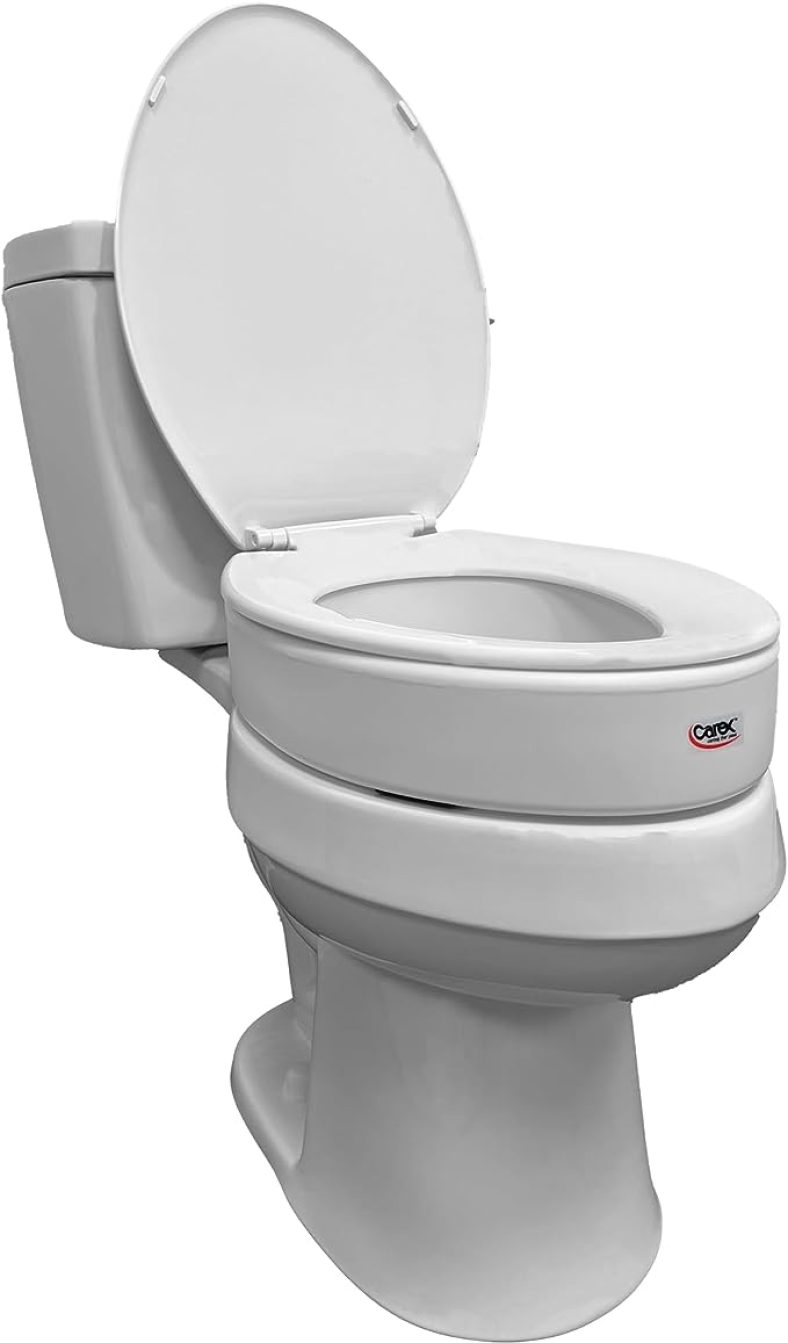 Carex Toilet Seat Riser, Elongated Raised Toilet Seat Adds 3.5 inches to Toilet Height