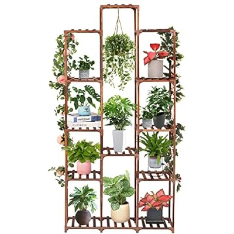 Plant Stand Indoor Outdoor 13 Tiers Wood Plant Shelf for Multiple Plants