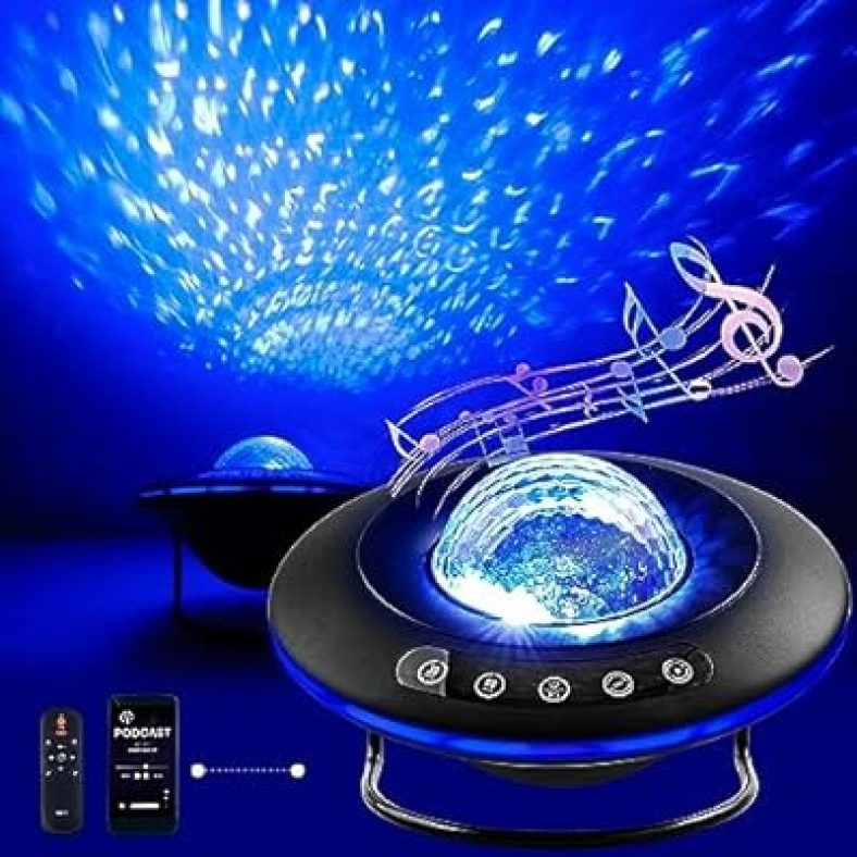 Star Projector, Galaxy Starry Projection Lamp, Bluetooth Speaker Aurora Lighting with Timer