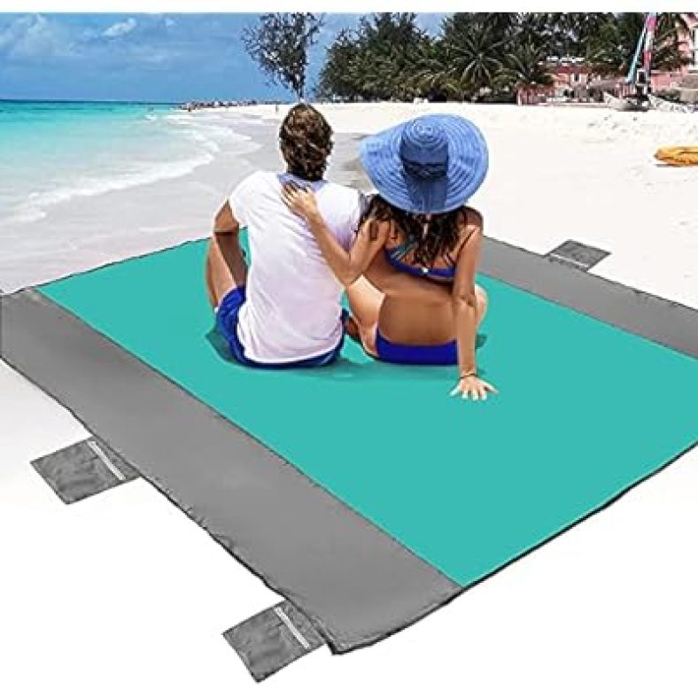 Beach Blanket, Sandfree Beach Mat ?108?x85.2?/83?x78? for 7 Persons, Extra Large Beach Blanket