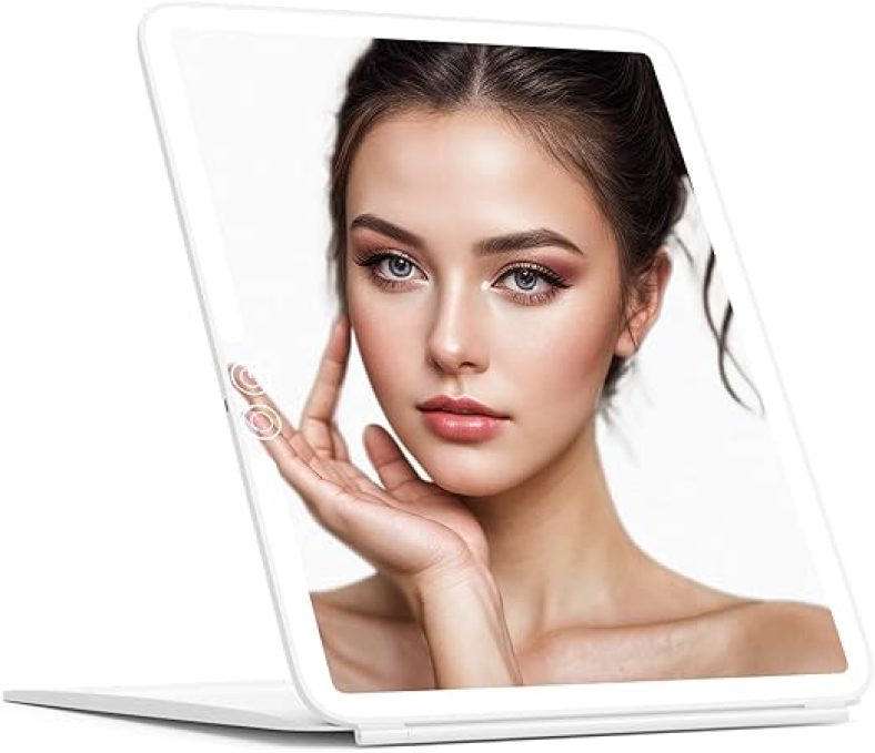 Rechargeable Makeup Mirror for Travel, 72 LEDs 3 Color Lights