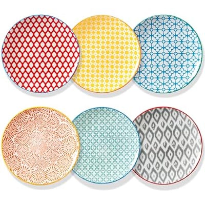 Ceramic Salad Plates Set of 6, 8.5 inch  Microwave