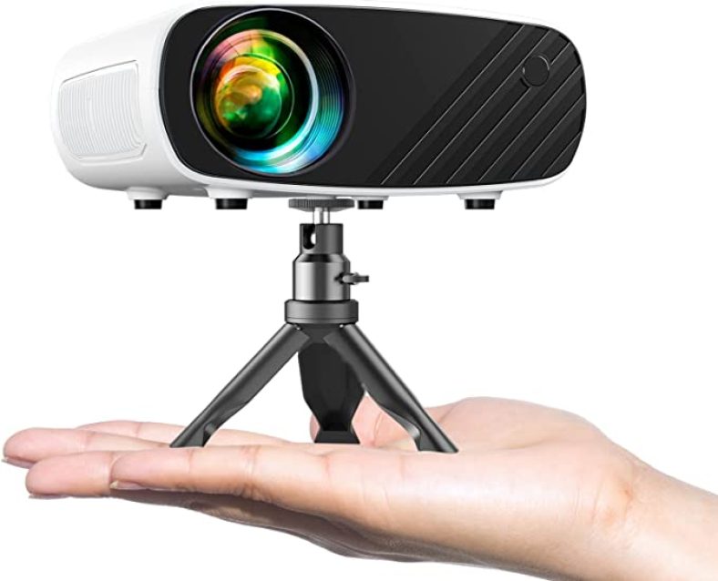 Mini Projector for iPhone, 2023 Upgraded 1080P HD Projector, 8000L Portable Projector with Tripod