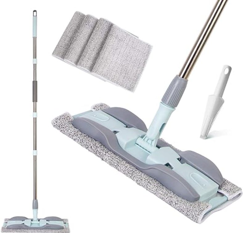 Mop 15 In Microfiber Hardwood Floor Mop 4 Washable Mop Pads Flat Mops
