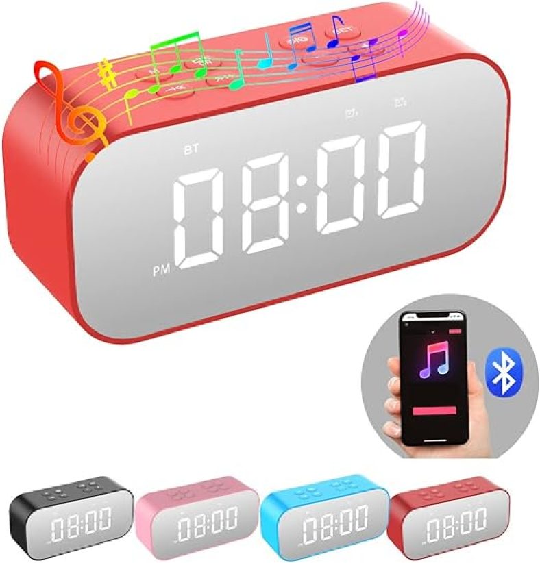Digital Alarm Clock with Bluetooth Speaker,Desk Clock for Bedroom/Office